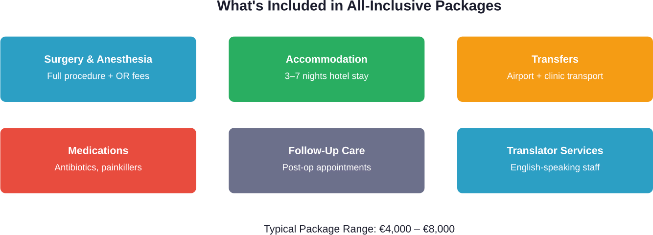 Common components of all-inclusive genioplasty packages in Turkey